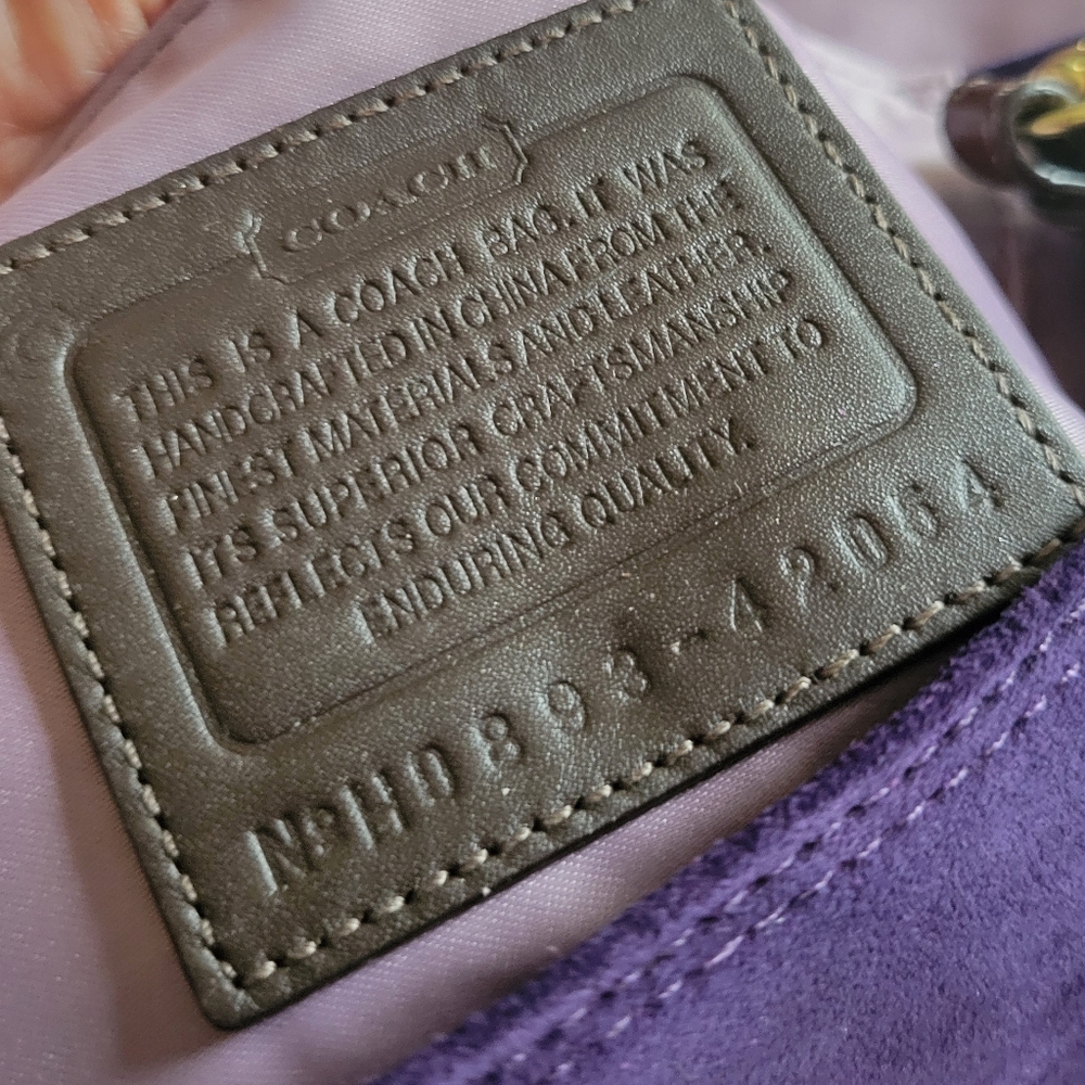 NEW COACH vintage purple suede baguette wristlet shoulder Bag Purse Clutch 42054 - Picture 12 of 12